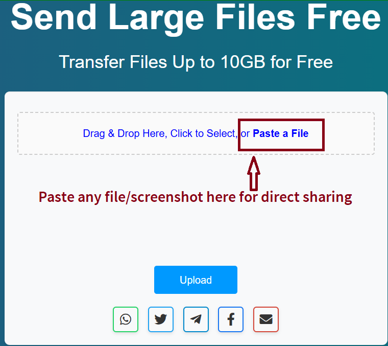Now You Can Paste Images And Files Directly On Filexl For Large File Transfer